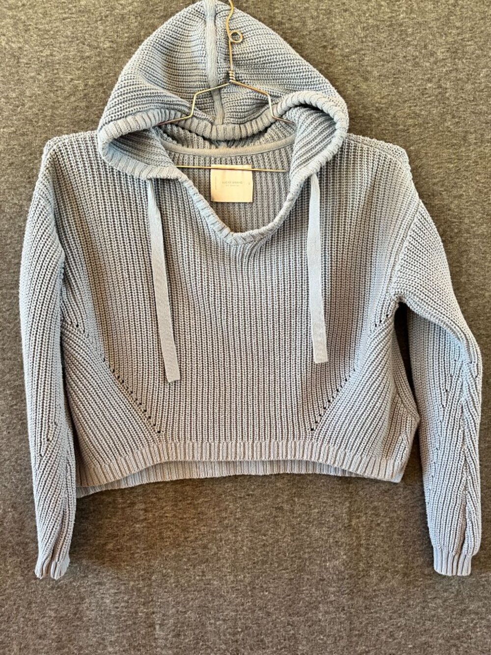 Lucky Brand Los Angeles S women's hooded cropped thick knit long sleeve sweater
